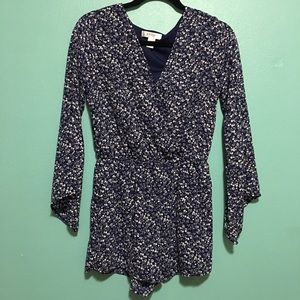 Long sleeve floral blue romper